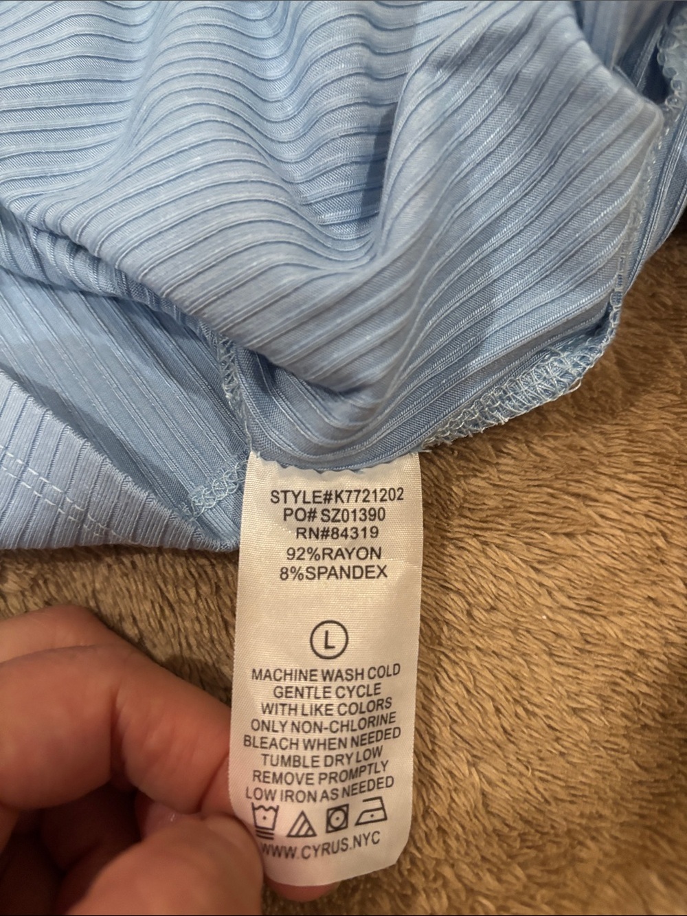 Cyrus Light Blue Ribbed Button-Front Sleeveless Top - Picture 5 of 5